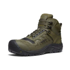 Keen Men's Reno Mid KBF Waterproof (Carbon-Fiber Toe) | Dark Olive/Black -Keens Boots Store 799db304785b3cbdbc1921e282992c5a5f677857